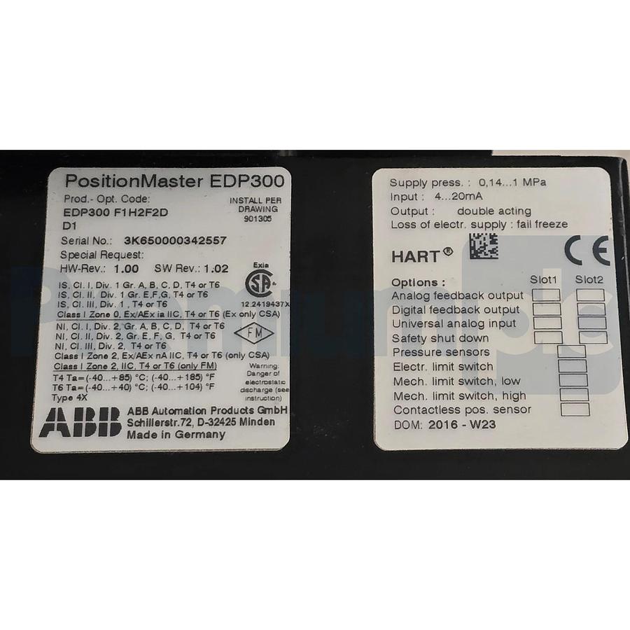 ABB PositionMaster EDP300 Digital Positioner EDP300-F1H2F2D D1 HART NSNP (read)