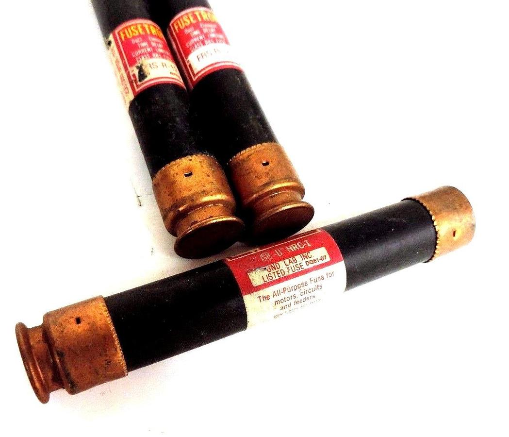 Used LOT OF 3 FUSETRON FRS-R-12 DUAL ELEMENT TIME DELAY FUSES 12 AMP, FRSR12