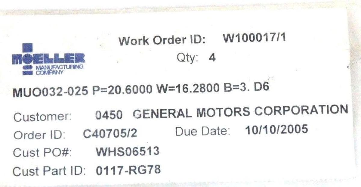 Used LOT OF 4 NEW MOELLER 0117-RG78 PUNCHES OBL 32 DIA X 25 P=20.6 W=16.28 P/S 10/05