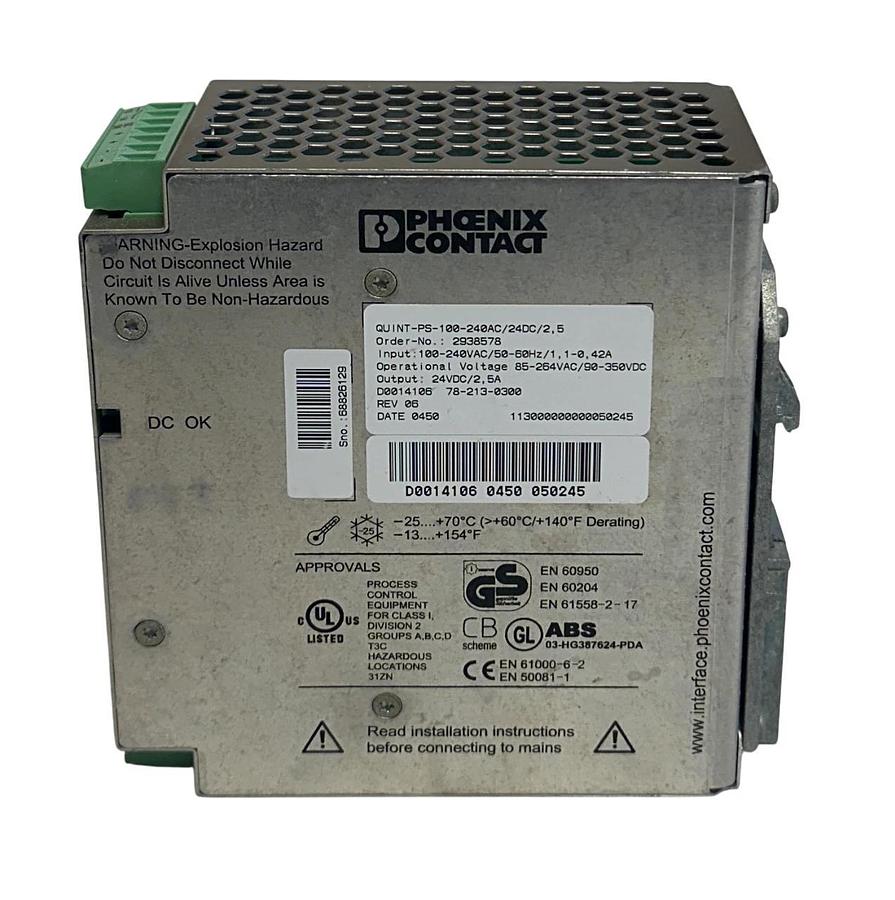 Used PHOENIX CONTACT QUINT-PS-100-240AC/24DC/2,5 / 2938578 QUINT POWER SUPPLY USNP