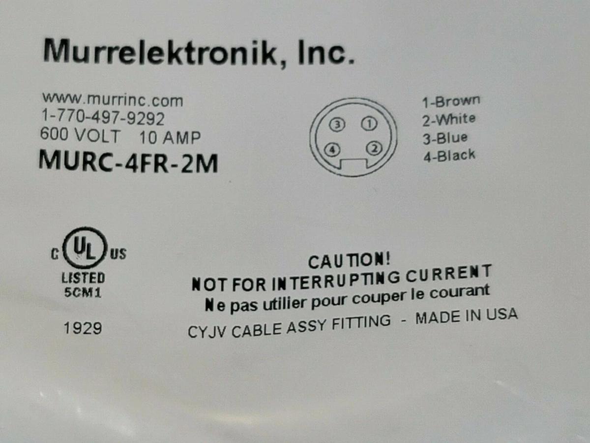 Used NEW MURRELEKTRONIK MURC-4FR-2M FEMALE RECEPTACLE MURC4FR2M 600V 10A