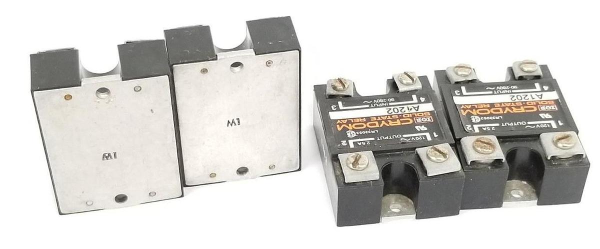 Used LOT OF 4 CRYDOM A1202 SOLID STATE RELAYS 120V, 2.5A