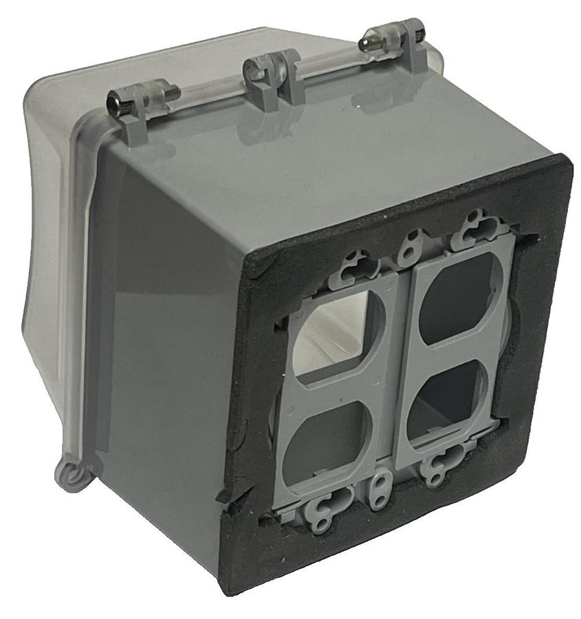 Used TayMac MM7420 2-Gang Weatherproof In-Use Cover Extra Duty 55-in-1 Gray/Clear
