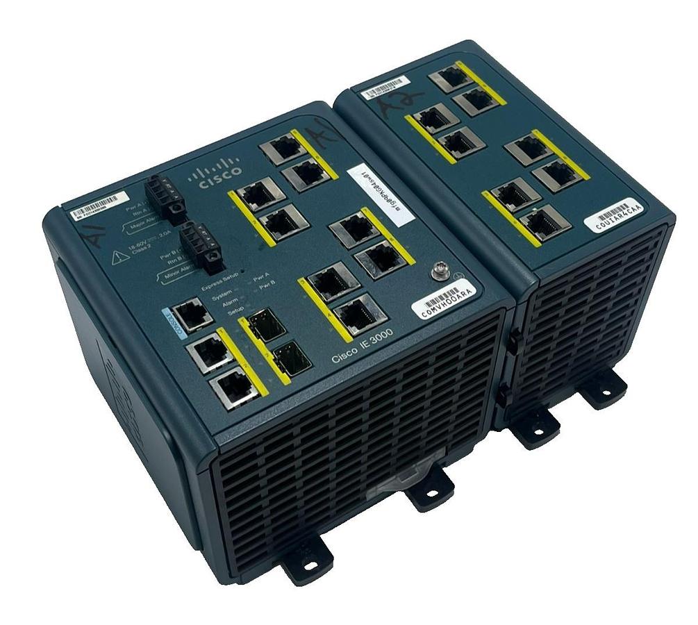 Used Cisco IE-3000-8TC-E Industrial Ethernet Switch w/ 8-Port IEM-3000-8TM= Expansion