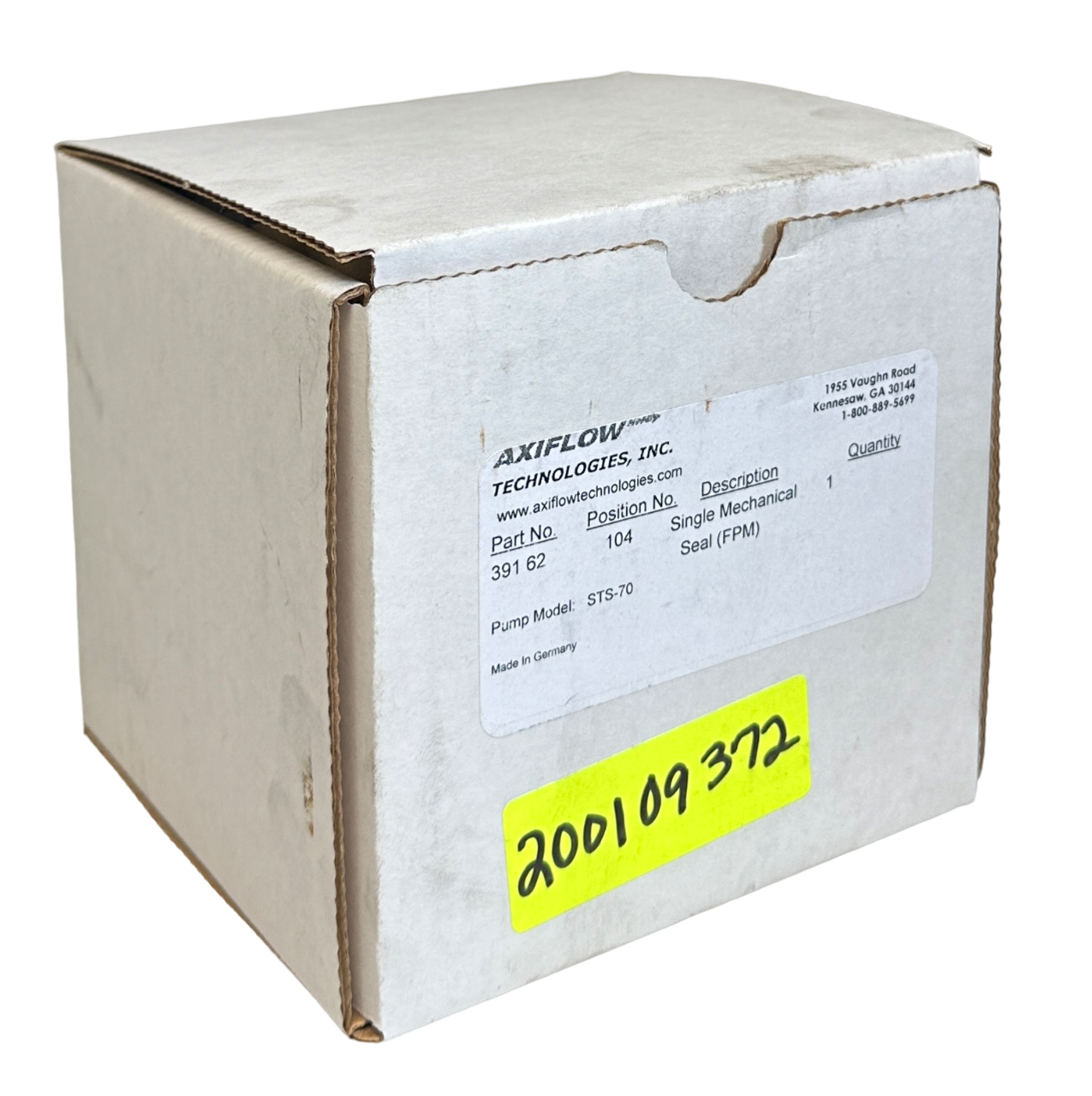 Used AXIFLOW TECHNOLOGIES 391-62 SINGLE MECHANICAL SEAL 104 FOR PUMP STS0-70 NSMP
