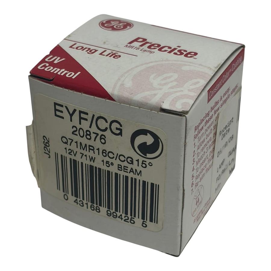 Used GE Precise EYF/CG 20876 Q71MR16C/CG15 12V 71W 15 deg MR16 Halogen Bulb Pack of 6