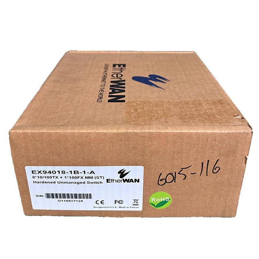 Used NEW EtherWAN EX94018-1B-1-A / EX940181B1A HARDENED UNMANAGED SWITCH 9-PORT