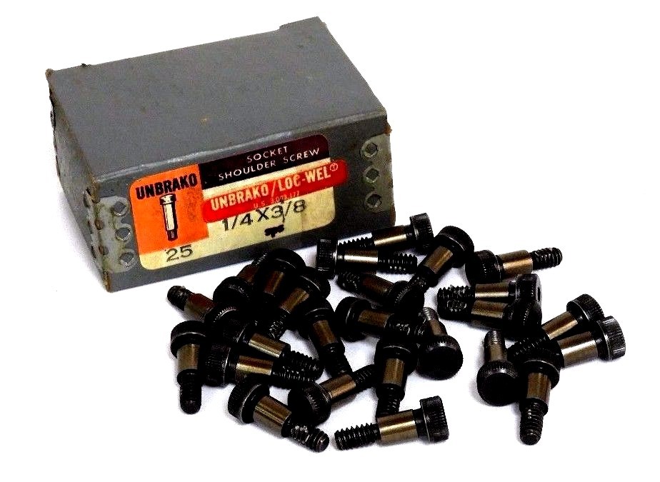 Used BOX OF 25 NEW UNBRAKO 1/4X3/8 SOCKET SHOULDER SCREWS