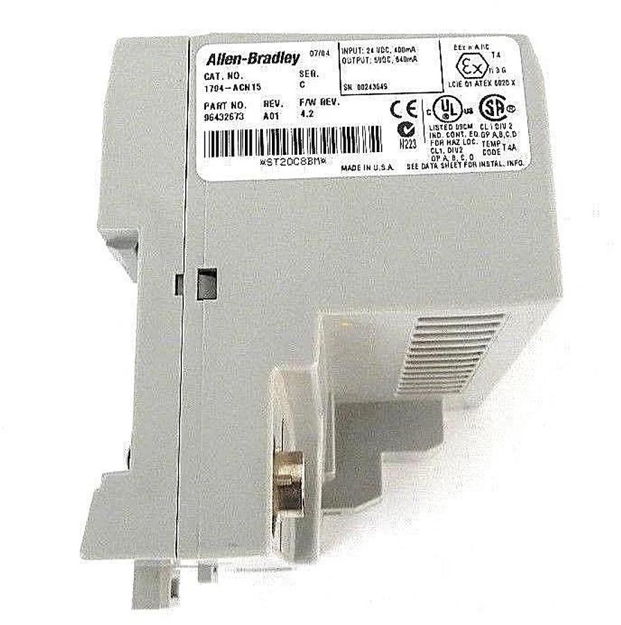 Used ALLEN BRADLEY 1794-ACN15 FLEX I/O CONTROLNET ADAPTER 1794ACN15, SER. C, REV. A01
