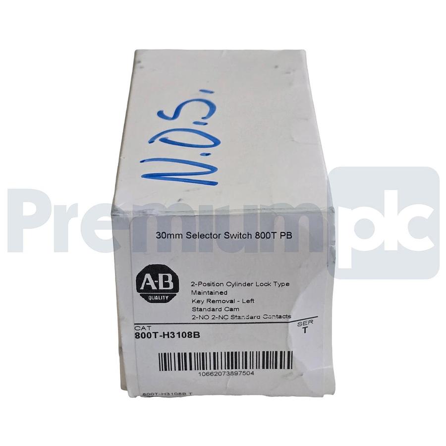 Allen-Bradley 800T-H3108B /T 30mm 2-Pos Cylinder Lock Selector Switch 2-NO/2-NC