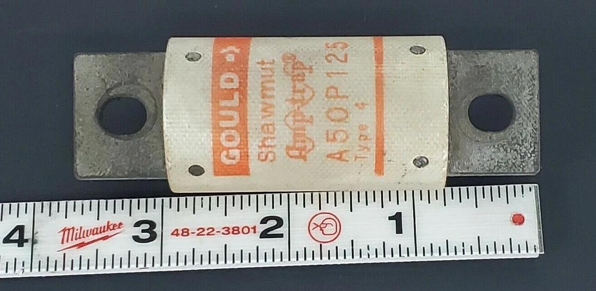 Used GOULD SHAWMUT A50P125 APM-TRAP SEMICONDUCTOR FUSE 125AMP 500VAC