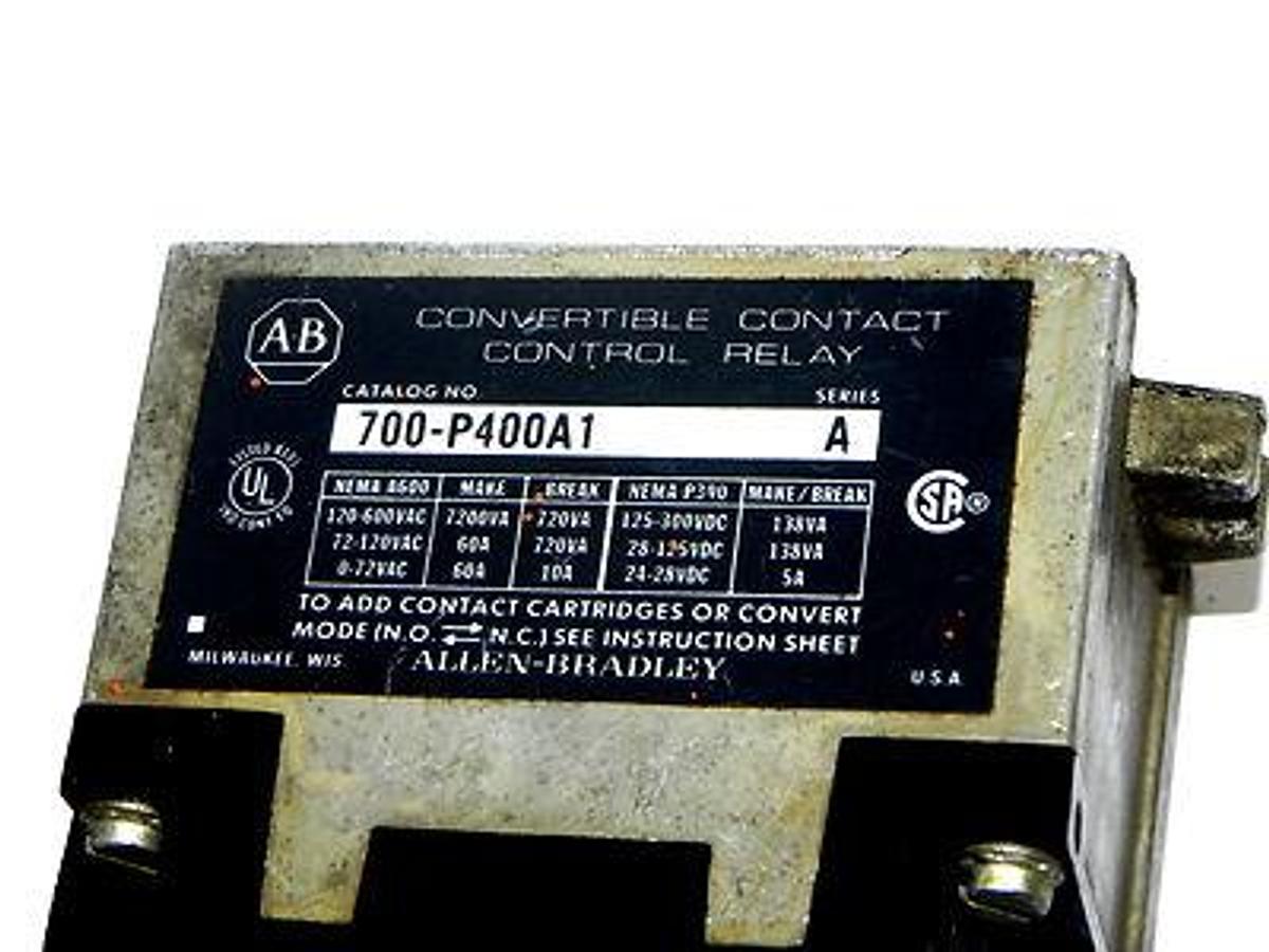 Used ALLEN BRADLEY 700-PT RELAY WITH 700-P400A1 RELAY 700PT