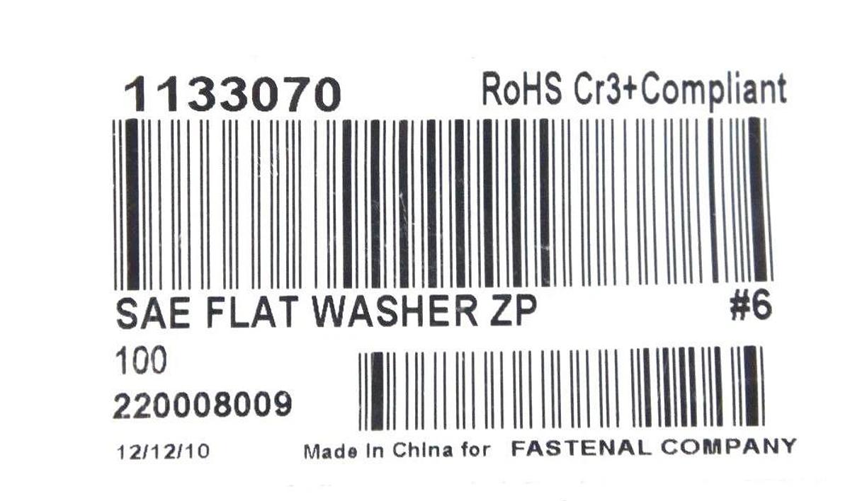 Used BAG OF 66 NEW FASTENAL SAE FLAT WASHERS ZP #6, 1133070