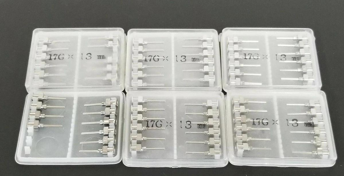Used LOT OF 69 NEW 17Gx13MM DISPENSING NEEDLES 10G-30G 13MM TUBE LENGHT 25MM OAL
