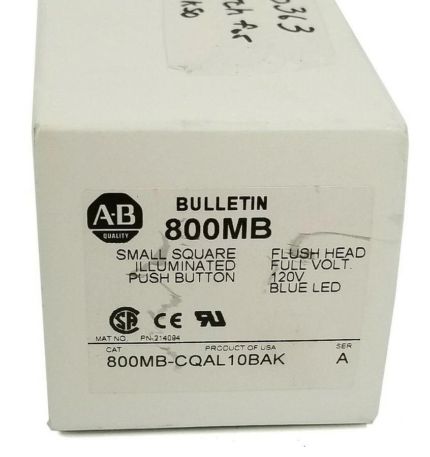 NEW ALLEN BRADLEY 800MB-CQAL10BAK SER. A BLUE SQUARE PUSH BUTTON 800MBCQAL10BAK