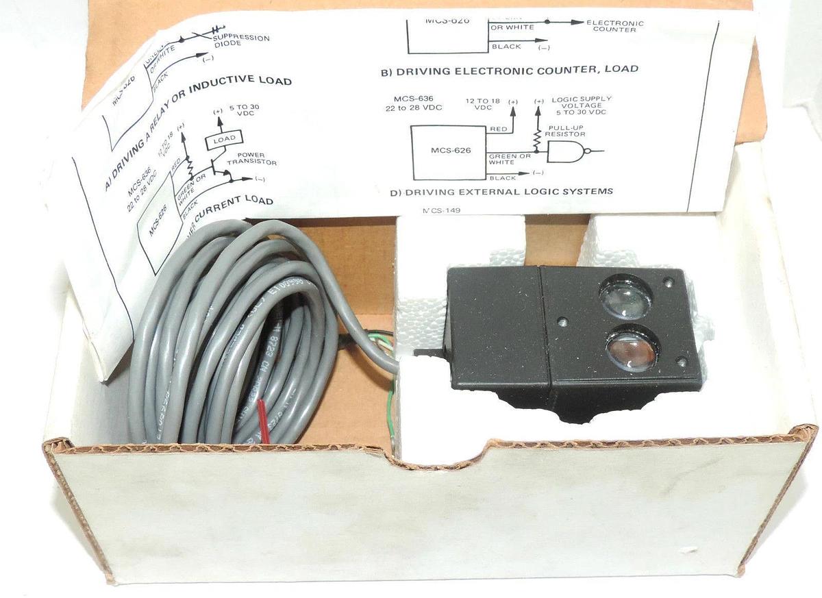 Used NIB WARNER ELECTRIC MCS626-2 PHOTOELECTRIC DIFFUSE REFLECTIVE P/N: 7105-448-007