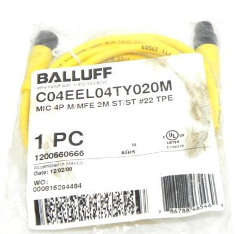 NEW BALLUFF C04EEL04TY020M CABLE MIC 4P M/MFE 2M ST/ST #22 TPE