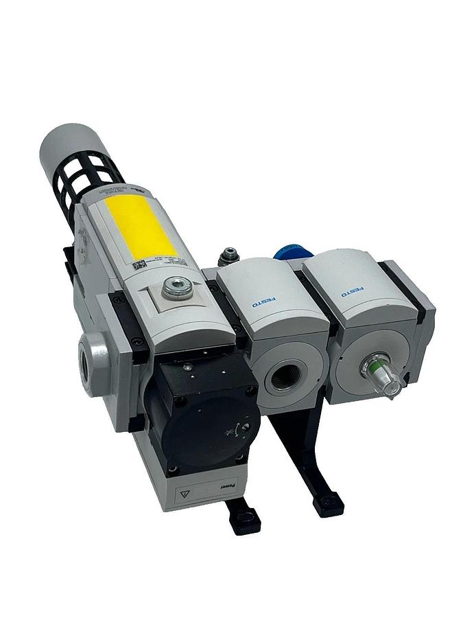 Used Festo MS6 Pneumatic Assembly: MS6-SV-1/2 Safety Valve + MS6-LFM Filter + MS6-FRM