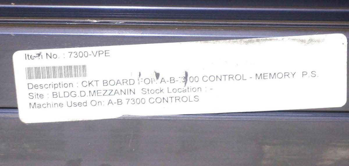 Used ALLEN BRADLEY 635375-01 CONTROL MODULE POWER SUPPLY/MEMORY 7300-VPE
