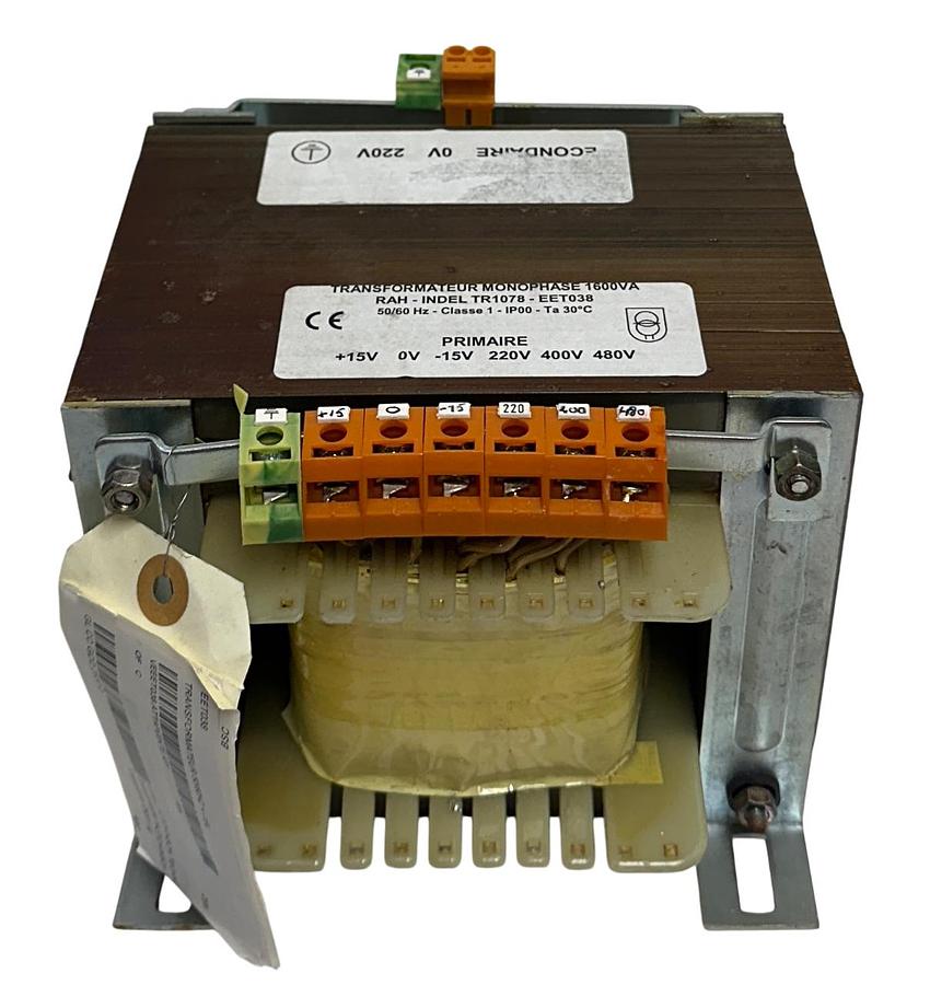 Used RAH-INDEL TR1078 / EET038 SINGLE-PHASE TRANSFORMER 1600VA 50/60Hz USNP