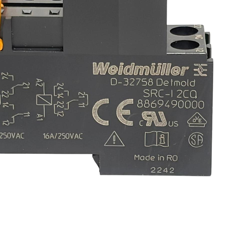 Lot of 3 Weidmuller SRC-I 2CO 8869490000 Relay Sockets with 2 RCI424024 Relays