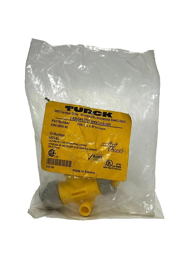 Used Turck RSM-2RKM 40 Mini-Fast Y-Splitter 4-Pin 1-Male 2-Female - New Sealed