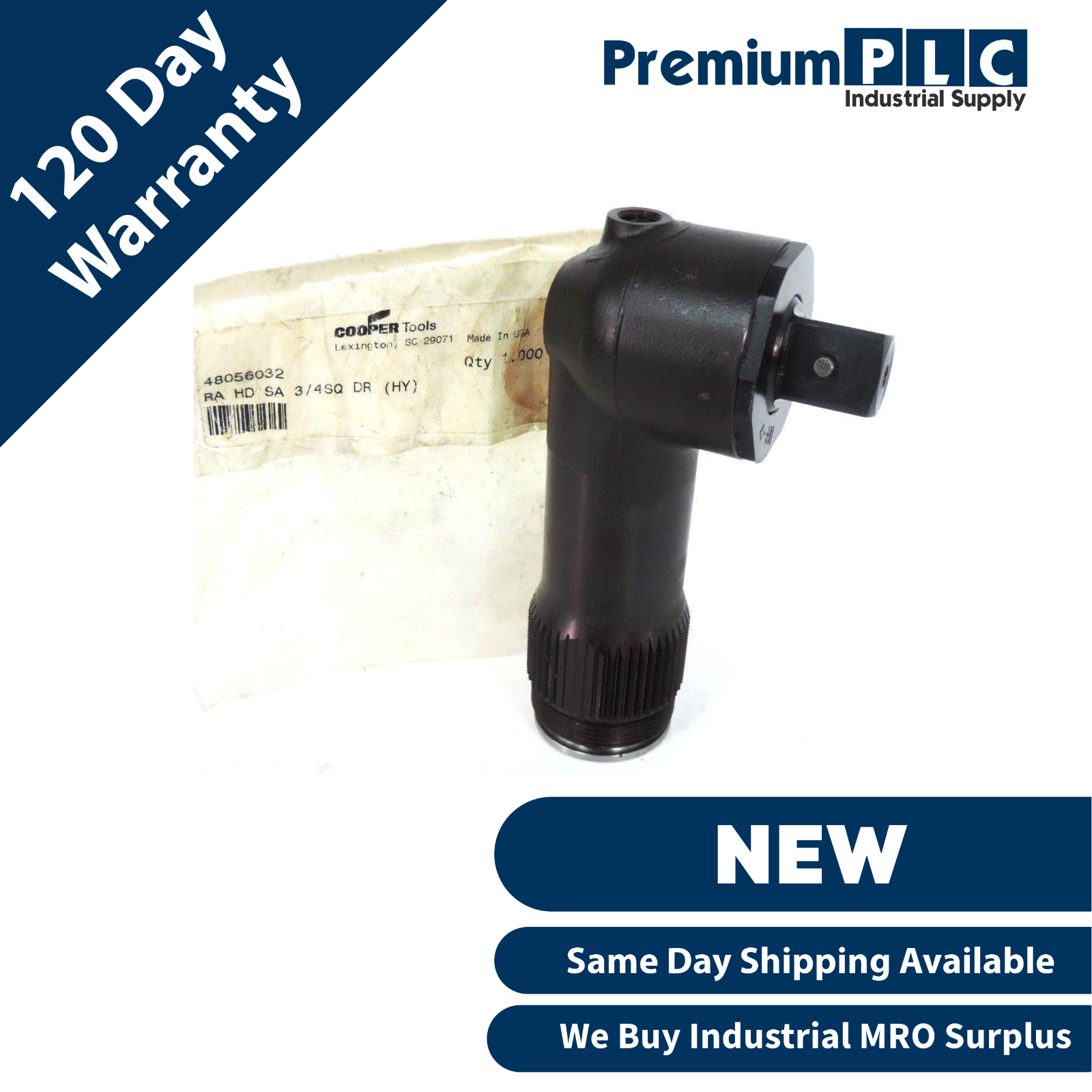Used CLECO/COOPER TOOLS 48056032 RA HD SA 3/4" SQUARE DRIVE NUTRUNNER HEAD 67EA AL6