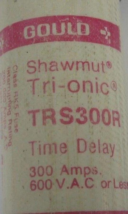 Used GOULD SHAWMUT TRIONIC TRS-300-R TIME DELAY CLASS RK5 FUSE 300AMPS 600VAC TRS300R