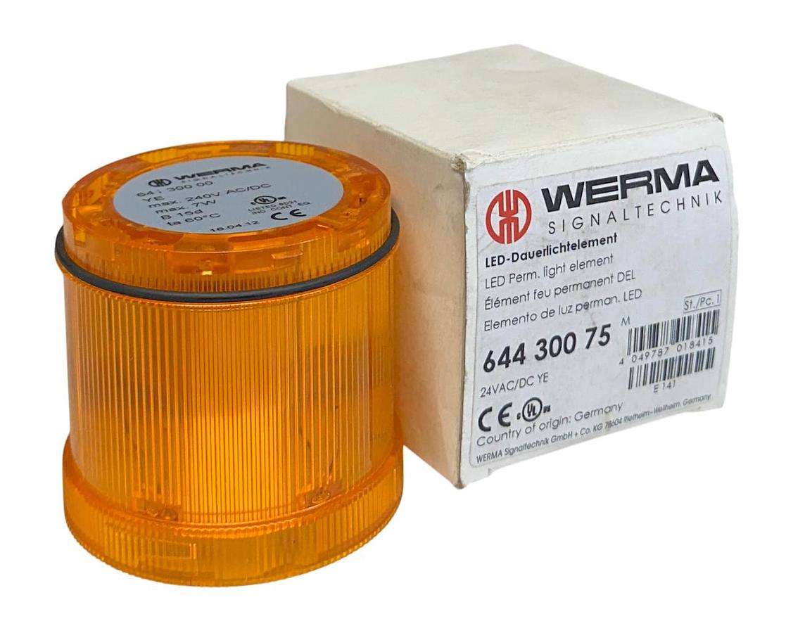 Used WERMA 644 300 75 / 64430075 LED PERMANENT STACK LIGHT YELLOW 240V AC/DC 7W NSMP
