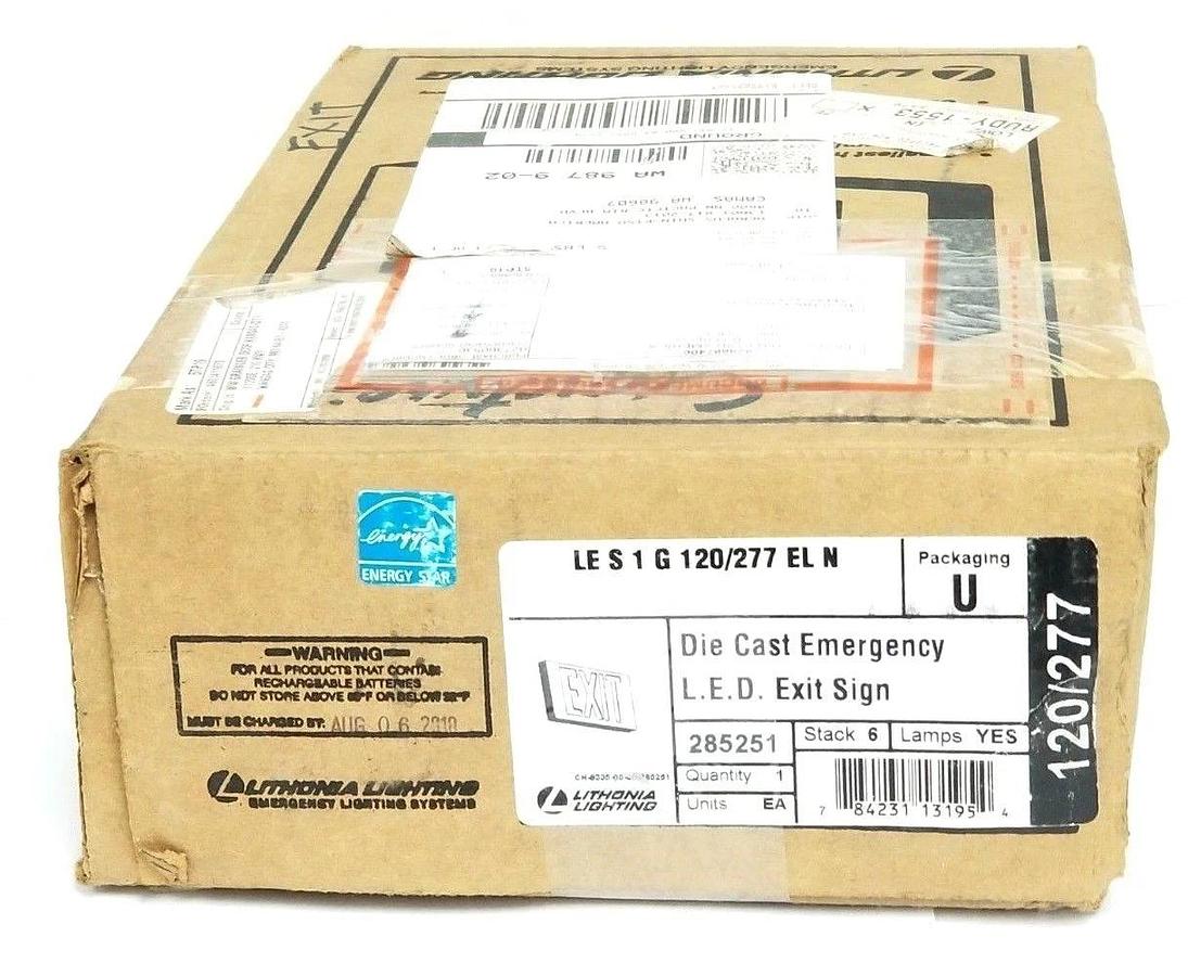 NIB LITHONIA LIGHTING LE S 1 G 120277 EL N DIE CAST EMERGENCY L.E.D. EXIT SIGN