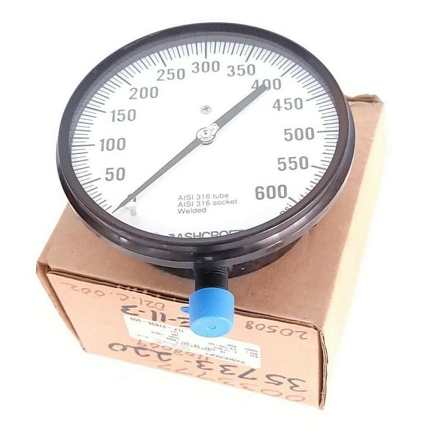 NIB ASHCROFT 45-2462-SS-04L-600# DURAGAUGE SIZE: 4-1/2'' 452462SS04L RANGE: 600#