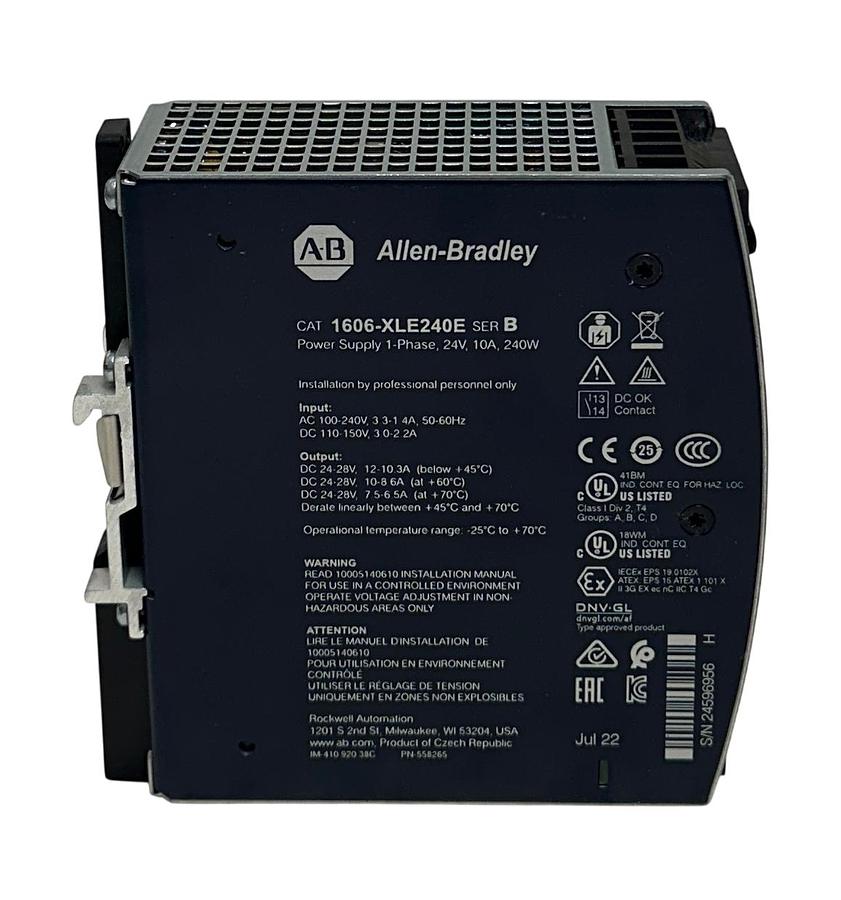 Used ALLEN BRADLEY 1606-XLE240E /B BULLETIN 1606 POWER SUPPLY 24-28VDC OUTPUT NSMP