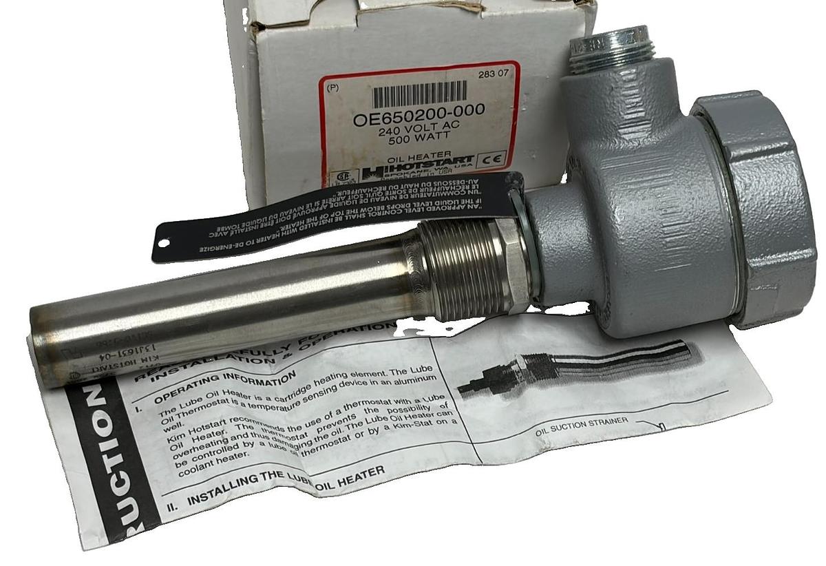 Used Kim Hotstart OE650200-000 Lube Oil Heater Cartridge 240V 500W 1" NPT Thread New