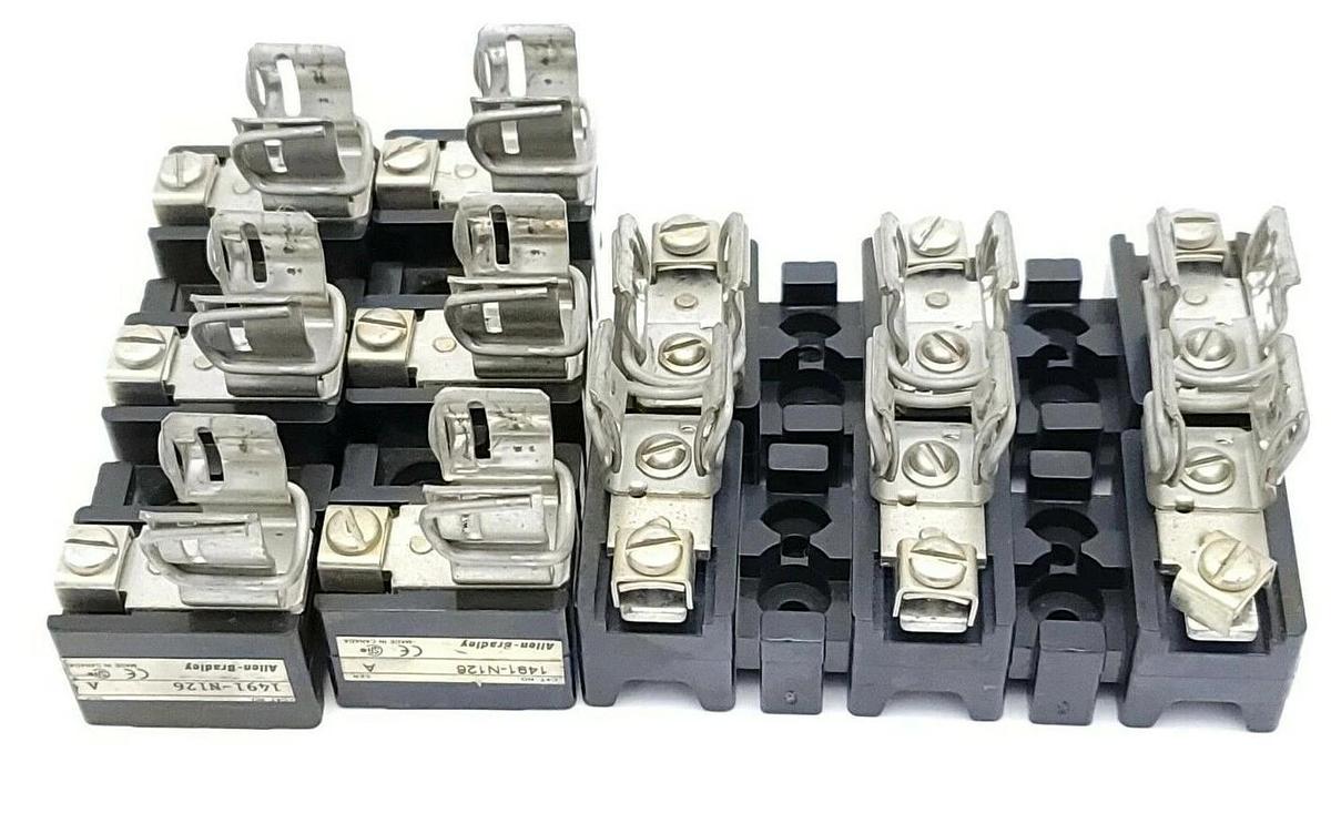 Used LOT OF 4 ALLEN BRADLEY 1491-N126 FUSE BLOCKS 30AMP 3OLE 600V SER. A