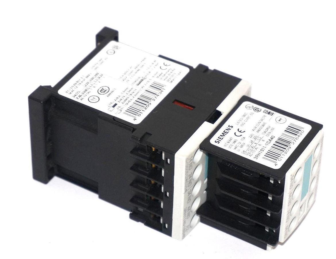 Used SIEMENS 3RH1140-1BB40 CONTACTOR W/3RH1911-1GA40 AND W/ 3RT1916-1BB00