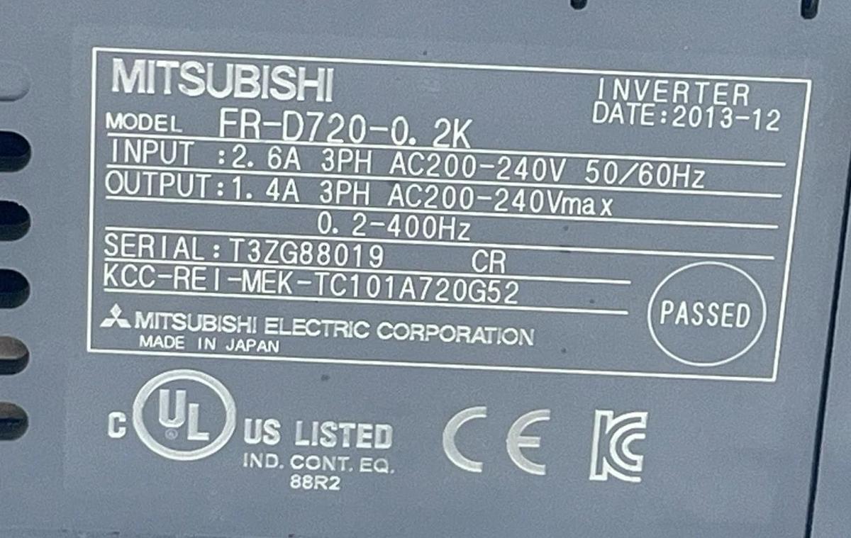 Used Mitsubishi FR-D720-0.2K Freqrol D700 Inverter 0.2kW 3-Phase 200V VFD