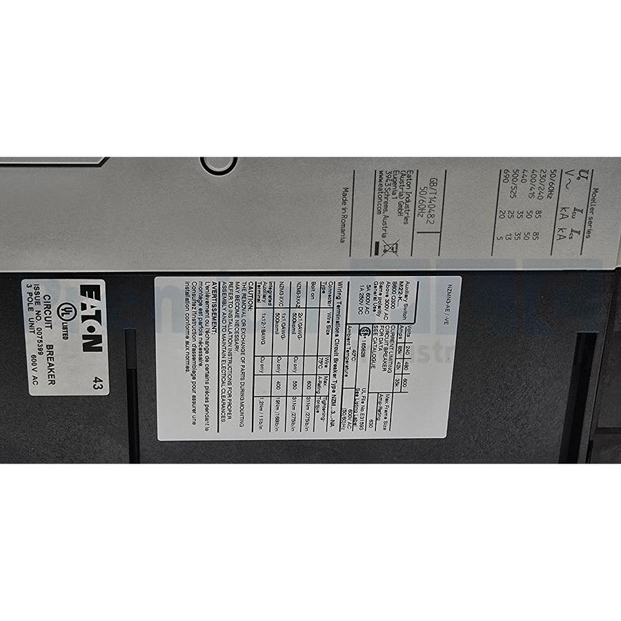 Used NEW EATON NZMN3-AEF600-NA MOELLER NZM3 600A CIRCUIT BREAKER 269282 W/TRIP NSMP