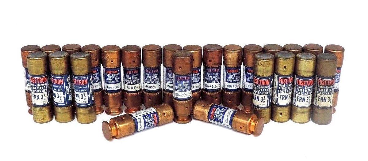 Used LOT OF 26 FUSETRON FRN-R-3-1/2 DUAL ELEMENT TIME DELAY FUSES 3-1/2 AMP