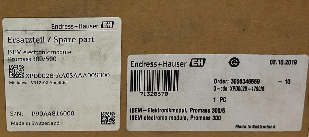 Used Endress+Hauser XPD0028-AA0SAAA00SB00 ISEM Module Promass 300/500 71320670 NSMP