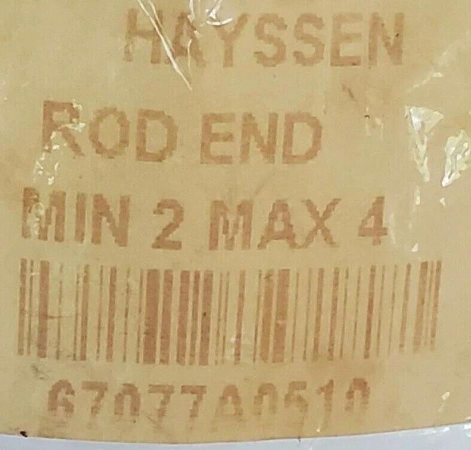 LOT OF 4 NEW HAYSSEN 67077A0510 ROD ENDS MIN 2 MAX 4