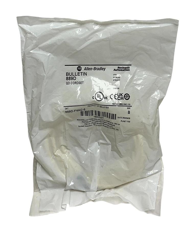 Used 5 ALLEN BRADLEY 889D-F4AC-5 /B BULLETIN 889D QD CORDSETS 4-PIN DC MICRO 5M NSFS