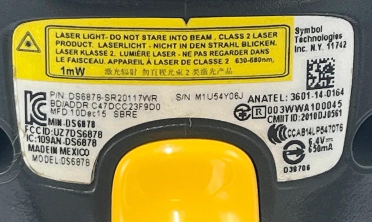 Used SYMBOL DS6878-SR20117WR Wireless Barcode Scanner w/ Charging Cradle & USB Cable