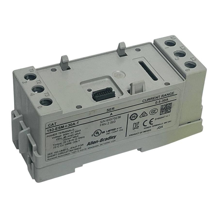 Used Allen-Bradley 193-ESM-I-30A-T Series A Sensing Module 0.5-30A Range
