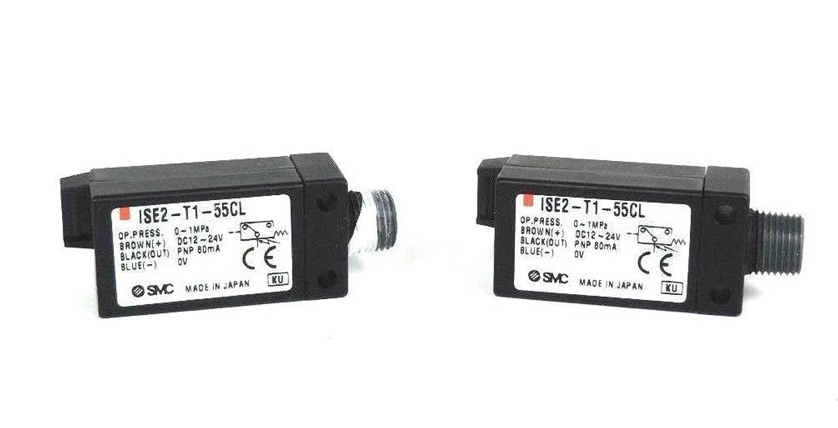 Used LOT OF 2 SMC ISE2-T1-55CL PRESSURE SWITCHES ISE2T155CL, 1/8IN