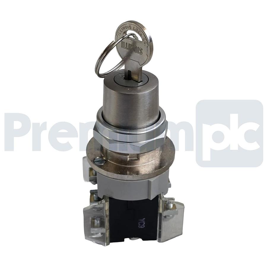 Allen-Bradley 800T-H3123B /T Selector Switch 30mm 2Pos Cylinder Lock 2 NO / 2 NC