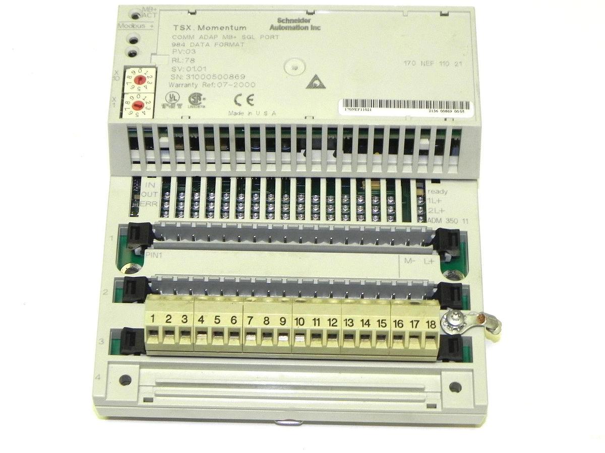 Used SCHNEIDER AUTOMATION TSX MOMENTUM 170ADM35011 I/O BASE WITH 170NEF11021