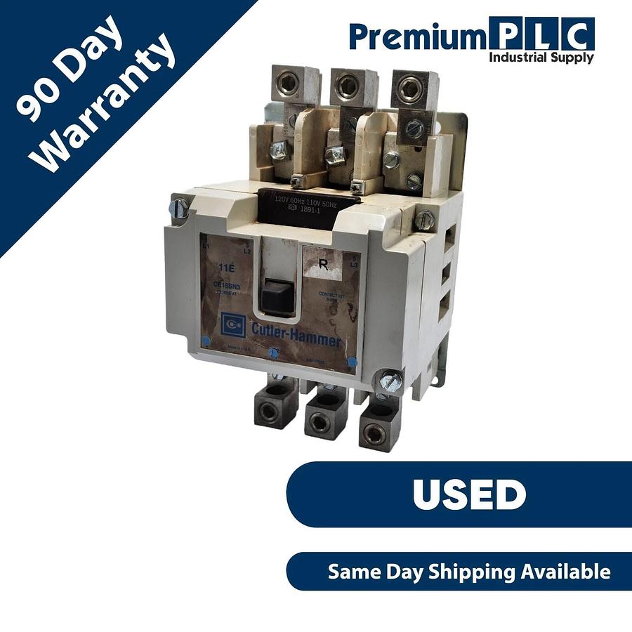 Used USED CUTLER HAMMER CE15SN3 11E SER. A1 FREEDOM 3-P IEC CONTACTOR 300A 120V COIL