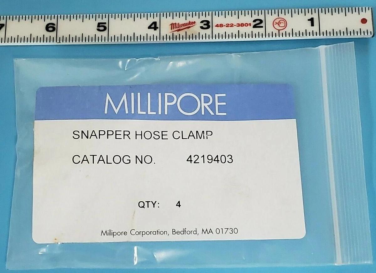 Used LOT OF 4 NEW MILLIPORE 4219403 SNAPPER HOSE CLAMPS