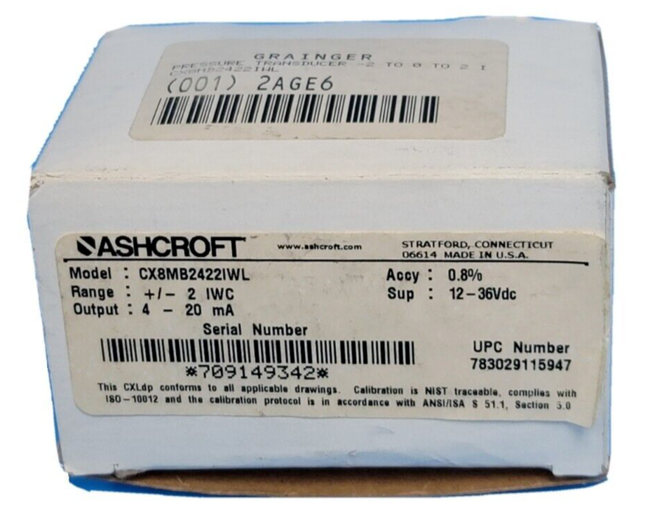 NIB ASHCROFT CX8MB2422IWL PRESSURE TRANSMITTER 0.8% 12-36VDC
