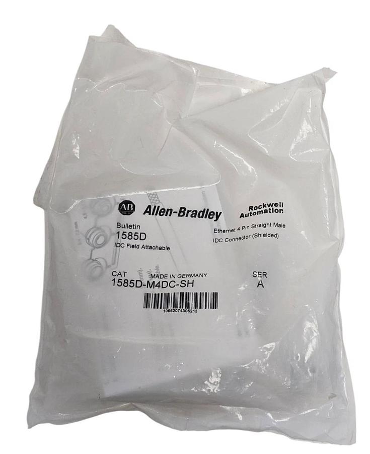 Used NEW ALLEN BRADLEY 1585D-M4DC-SH SER. A ETHERNET 4-PIN STRAIGHT MALE